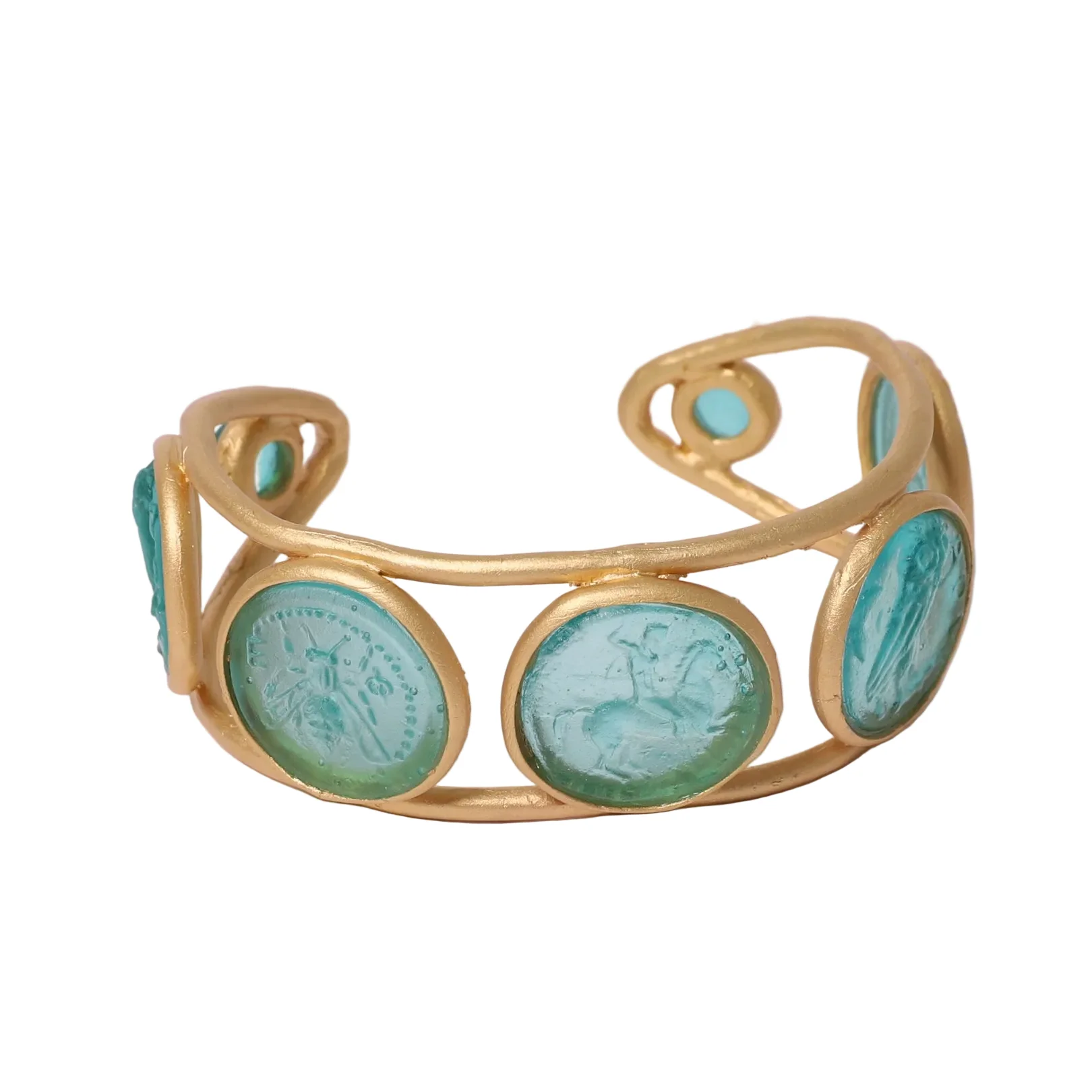 Teal Glass Multi-Coin Cuff
