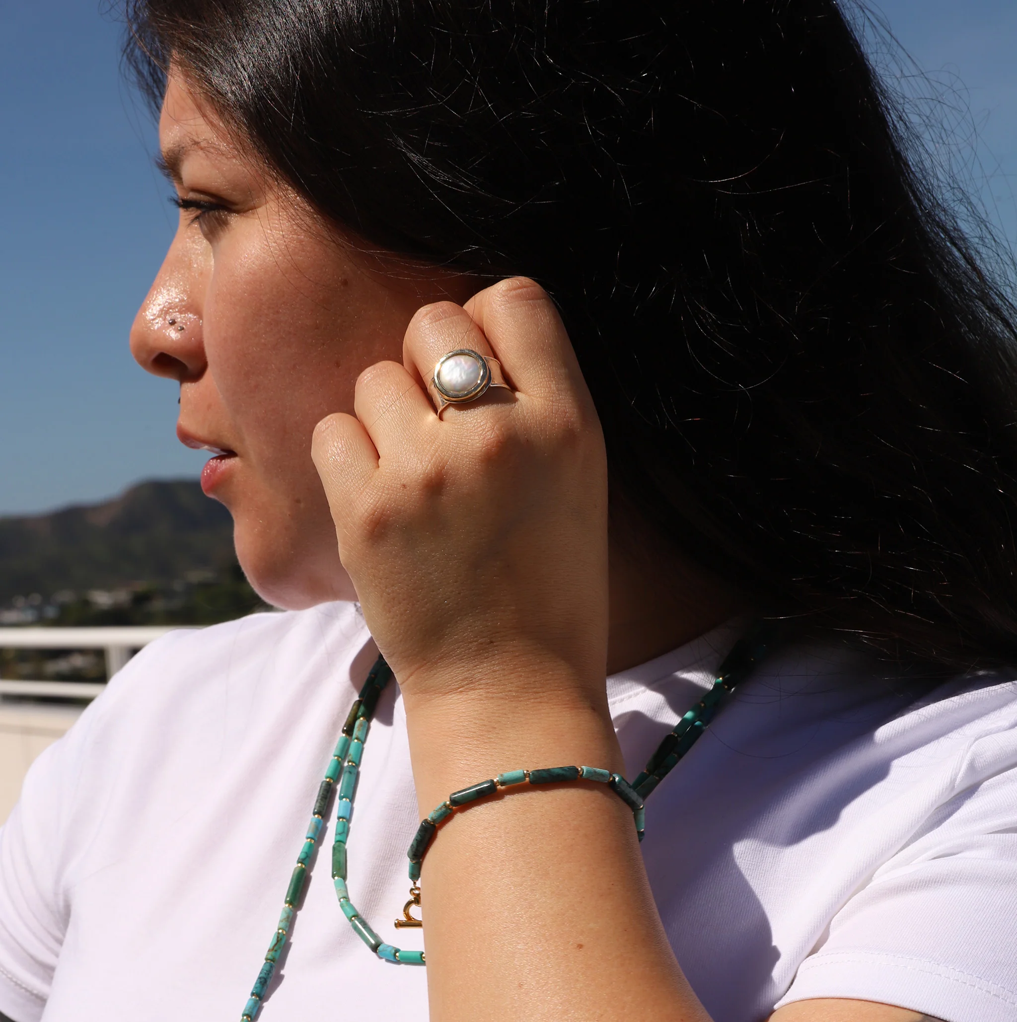 Mixed Turquoise Tube Bracelet - Image 2