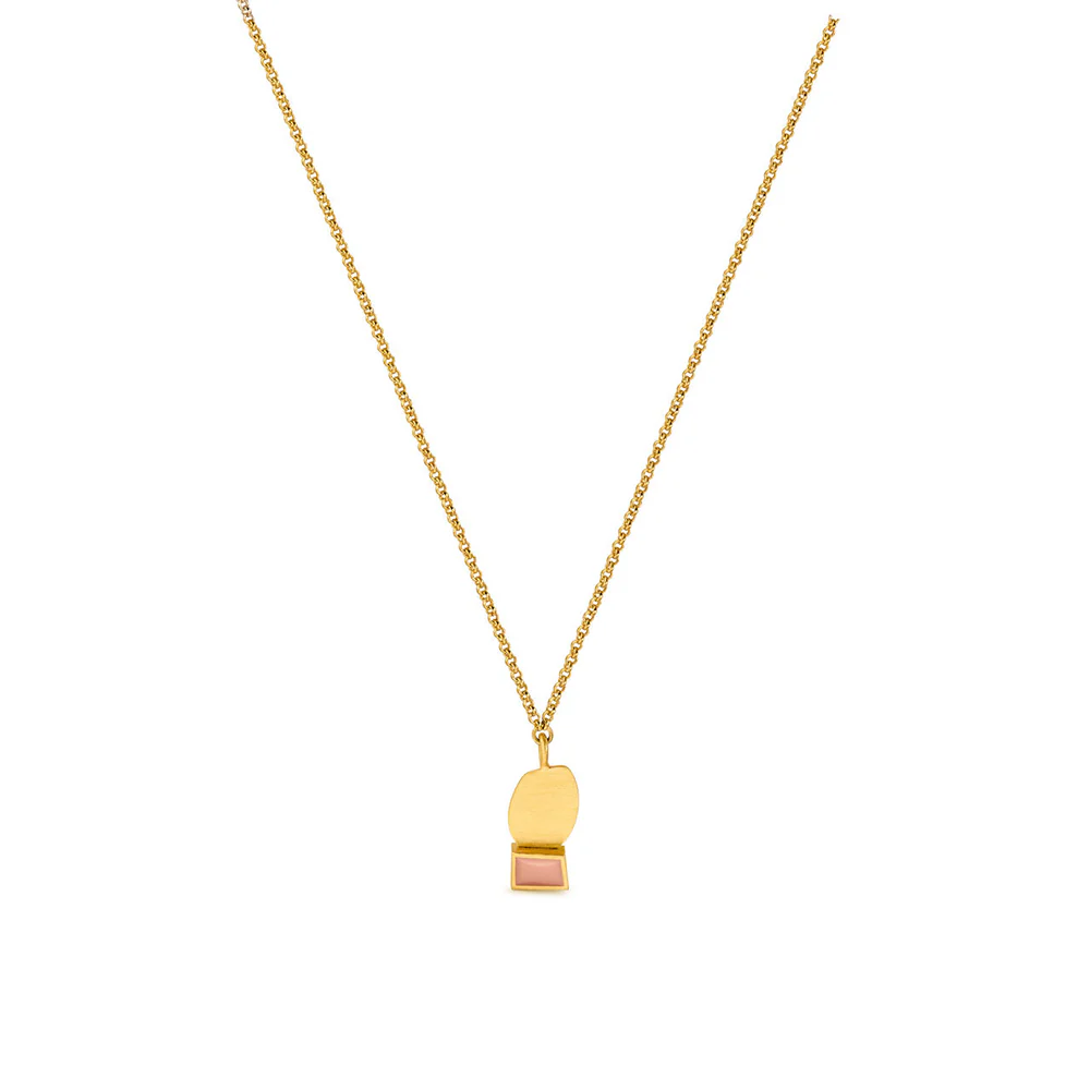 Collage Golden Necklace with Small Pendant