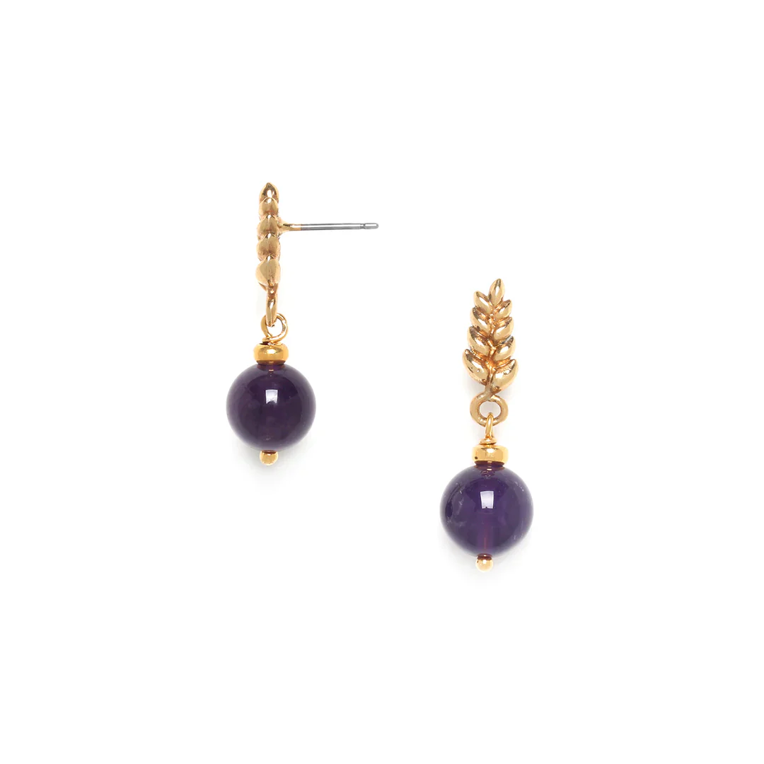 Amethyst Wheat Post Earrings - Image 2