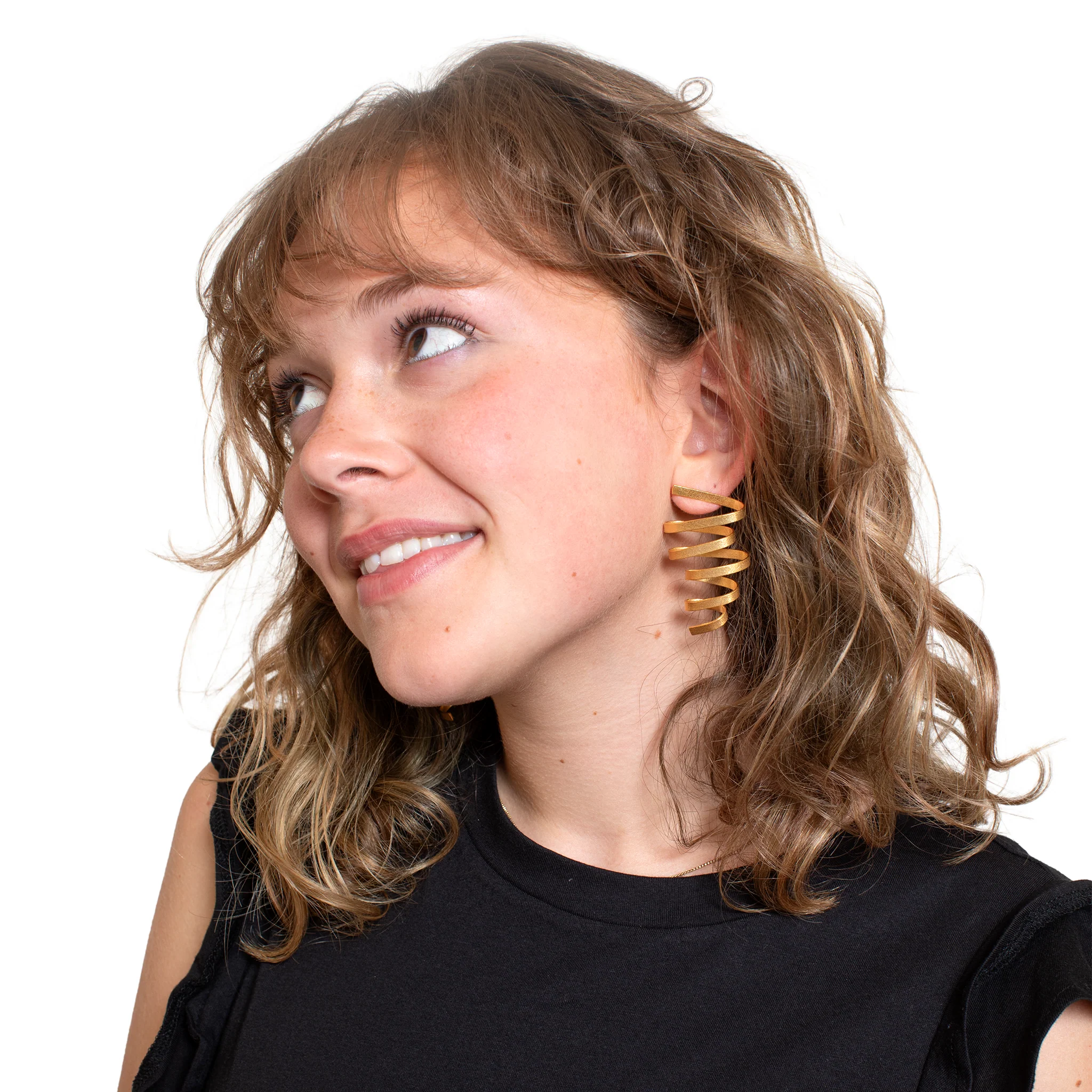 Large Wavy Ribbon Earrings - Image 2
