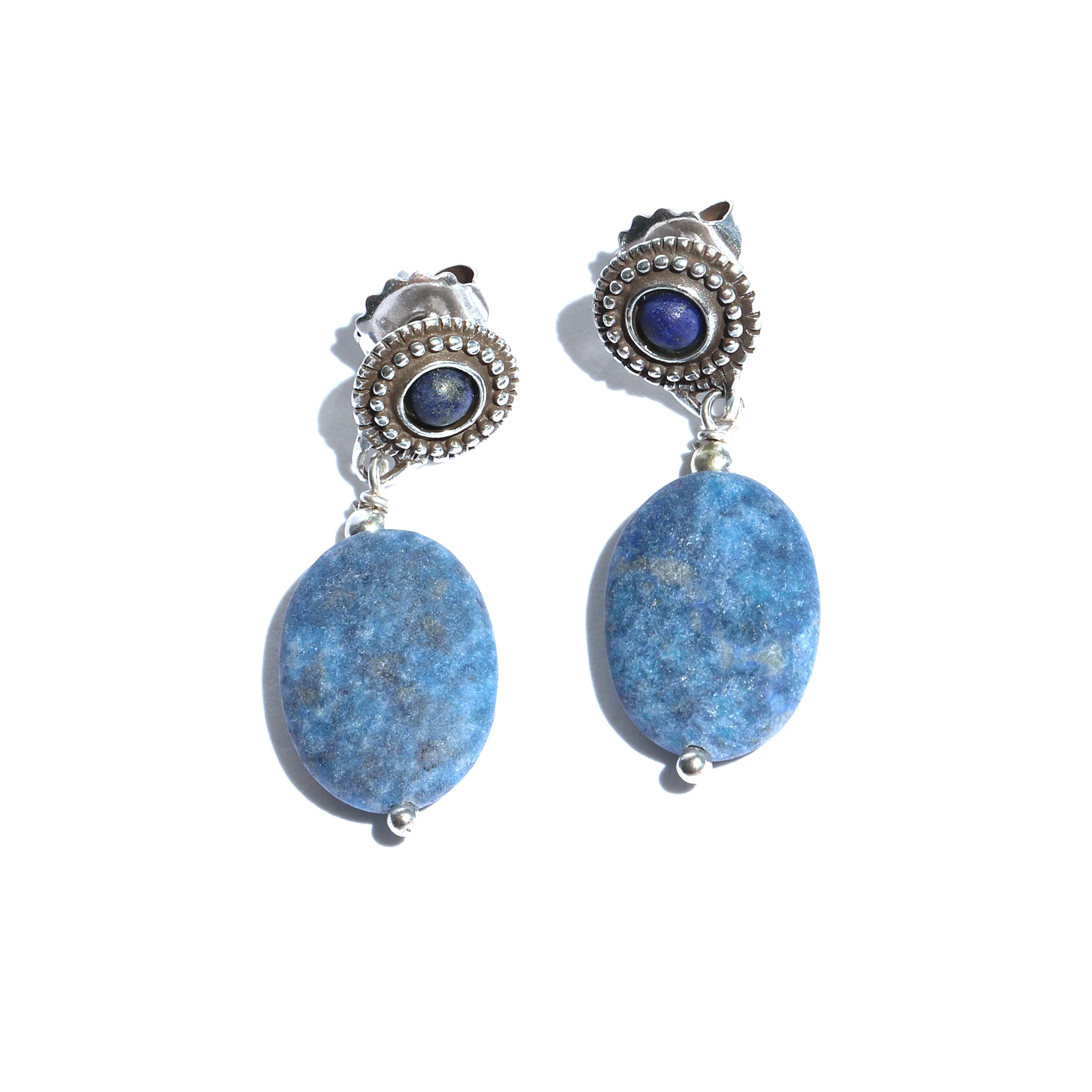 Lapis Oval Drop Earrings