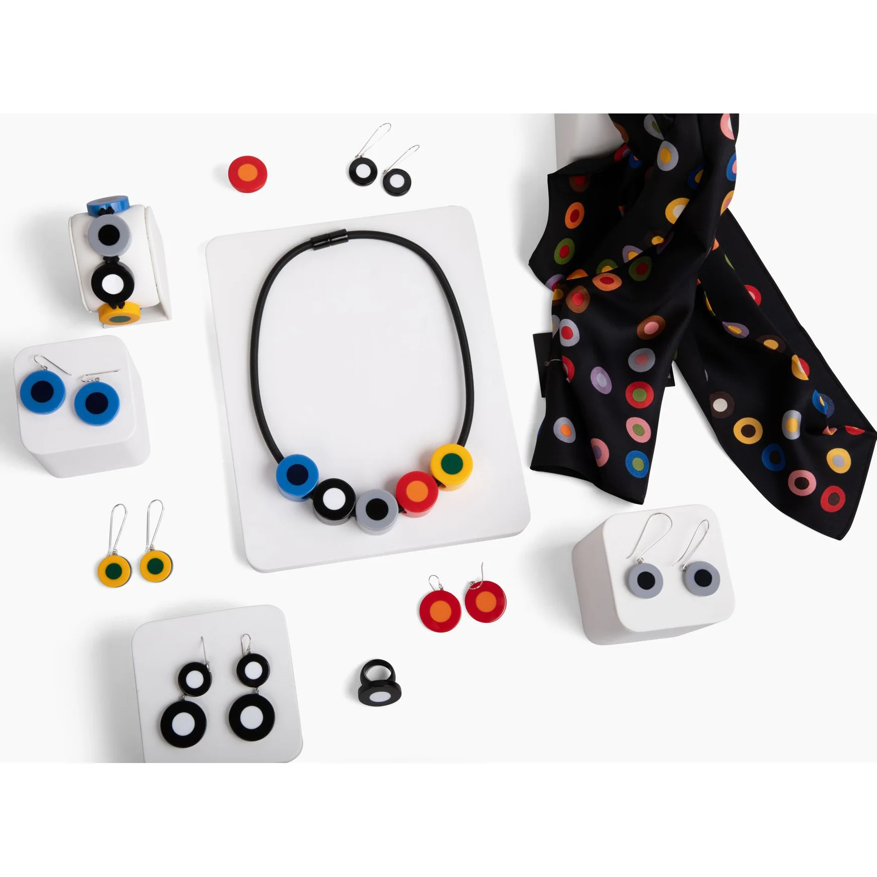French Dot Pattern Earrings (Red & Orange) - Image 2