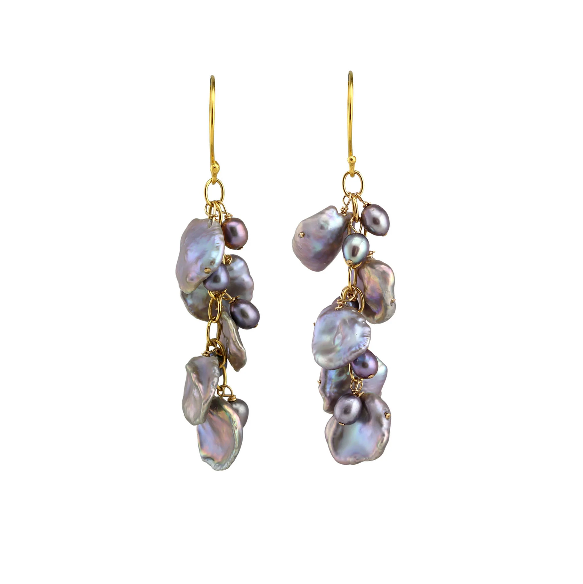 Keshi and Freshwater Pearl Waterfall Drop Earrings