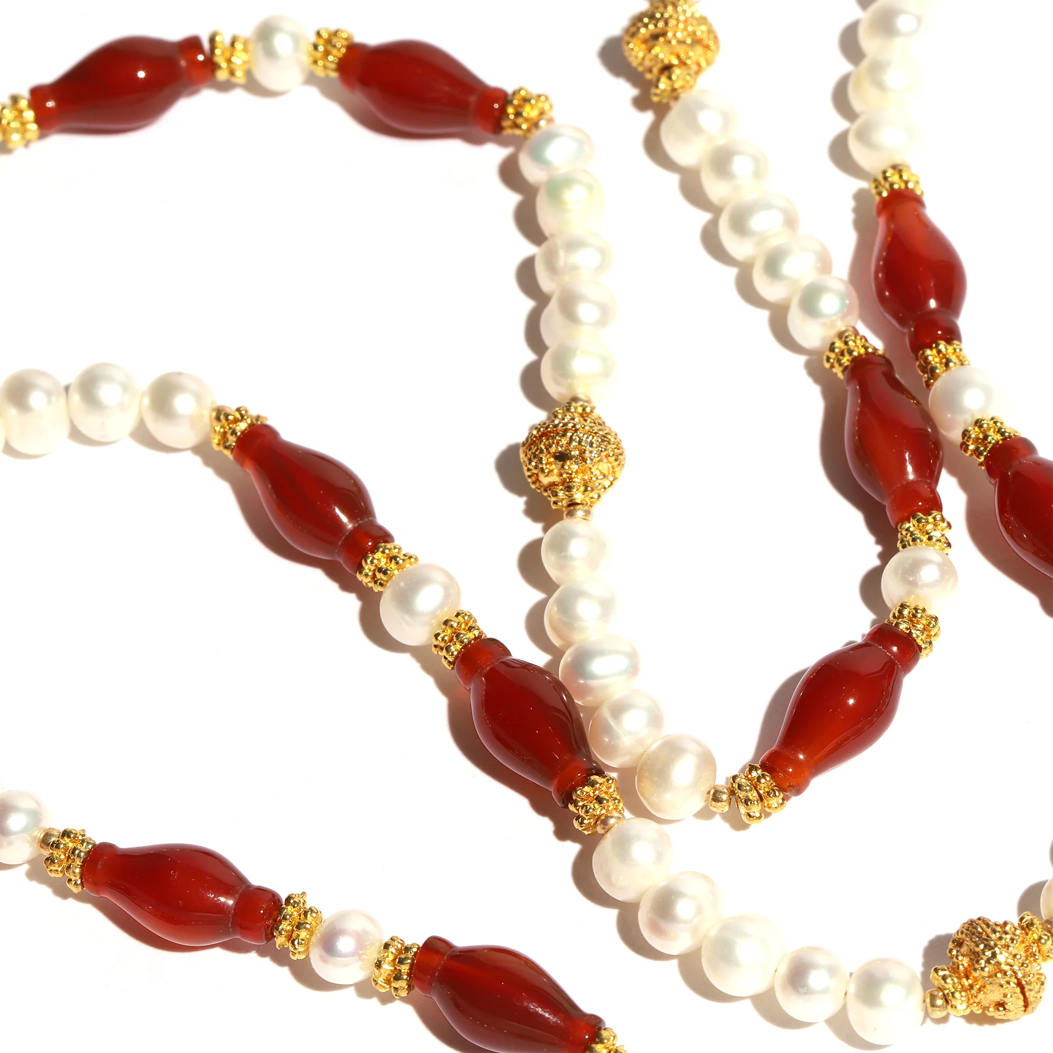 Classical Carnelian & Pearl Necklace - Image 2