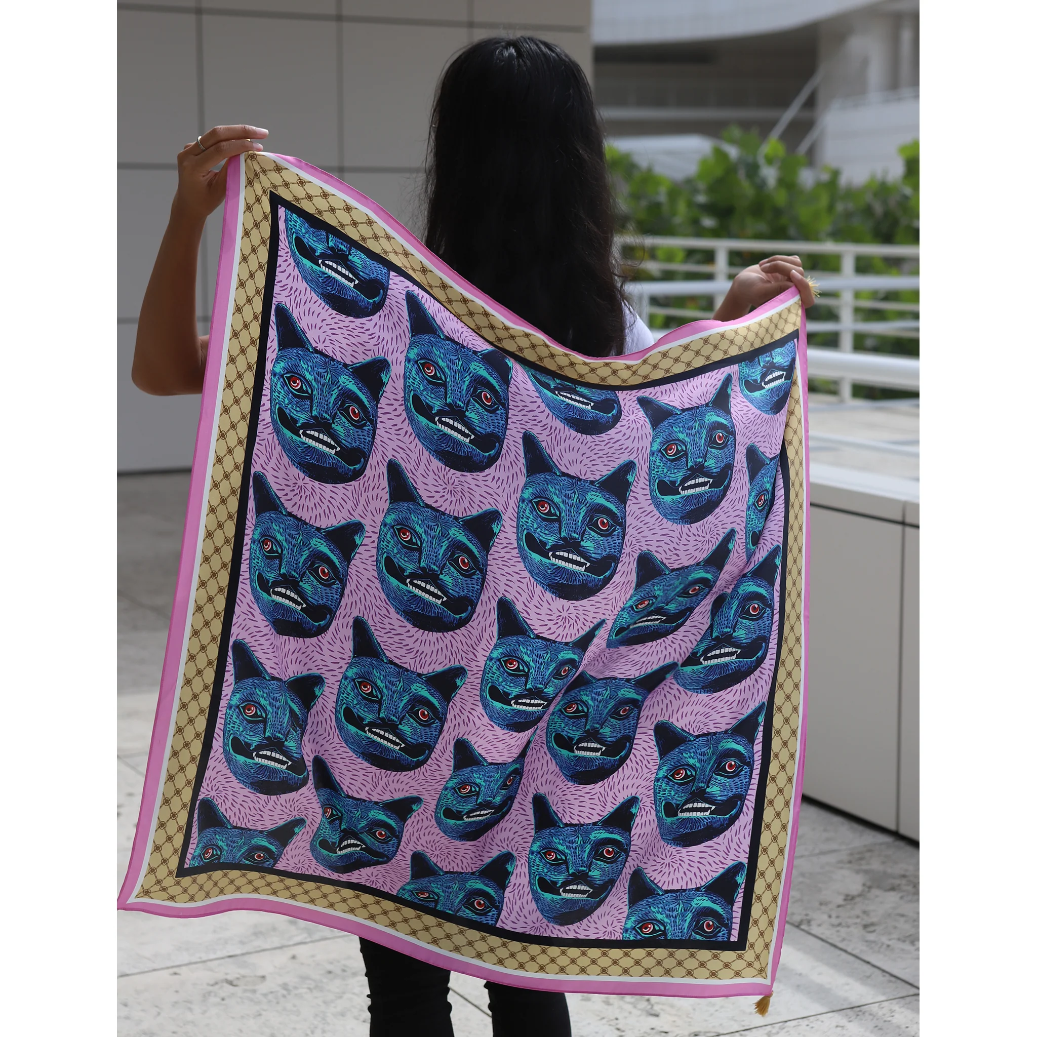 Purrquoise Cat Silk Scarf - Image 6