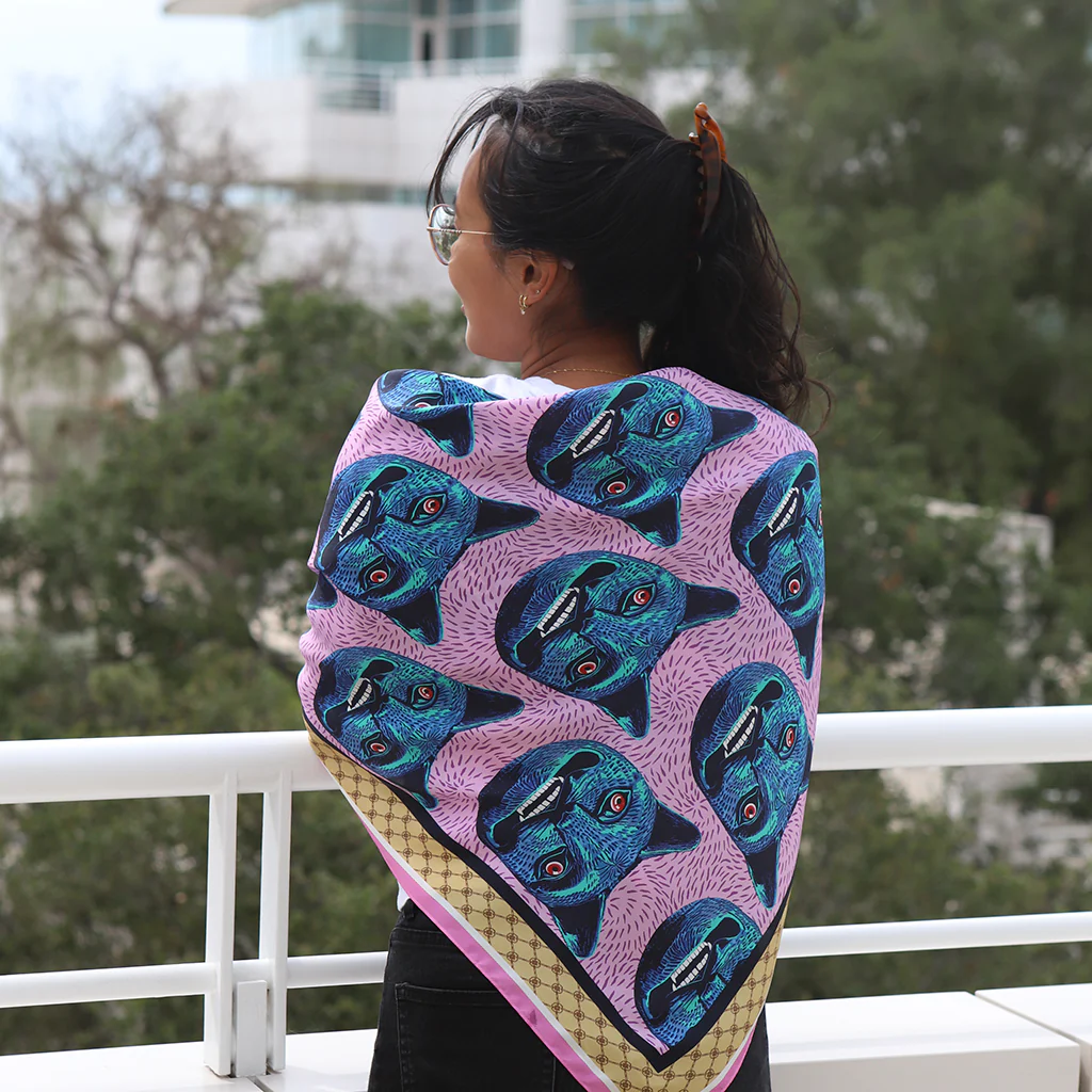 Purrquoise Cat Silk Scarf - Image 8