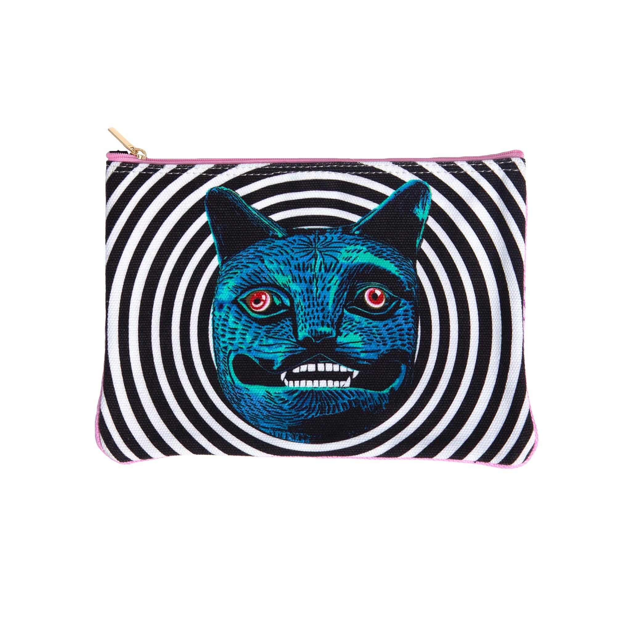 Purrquoise Cotton Zippered Pouch