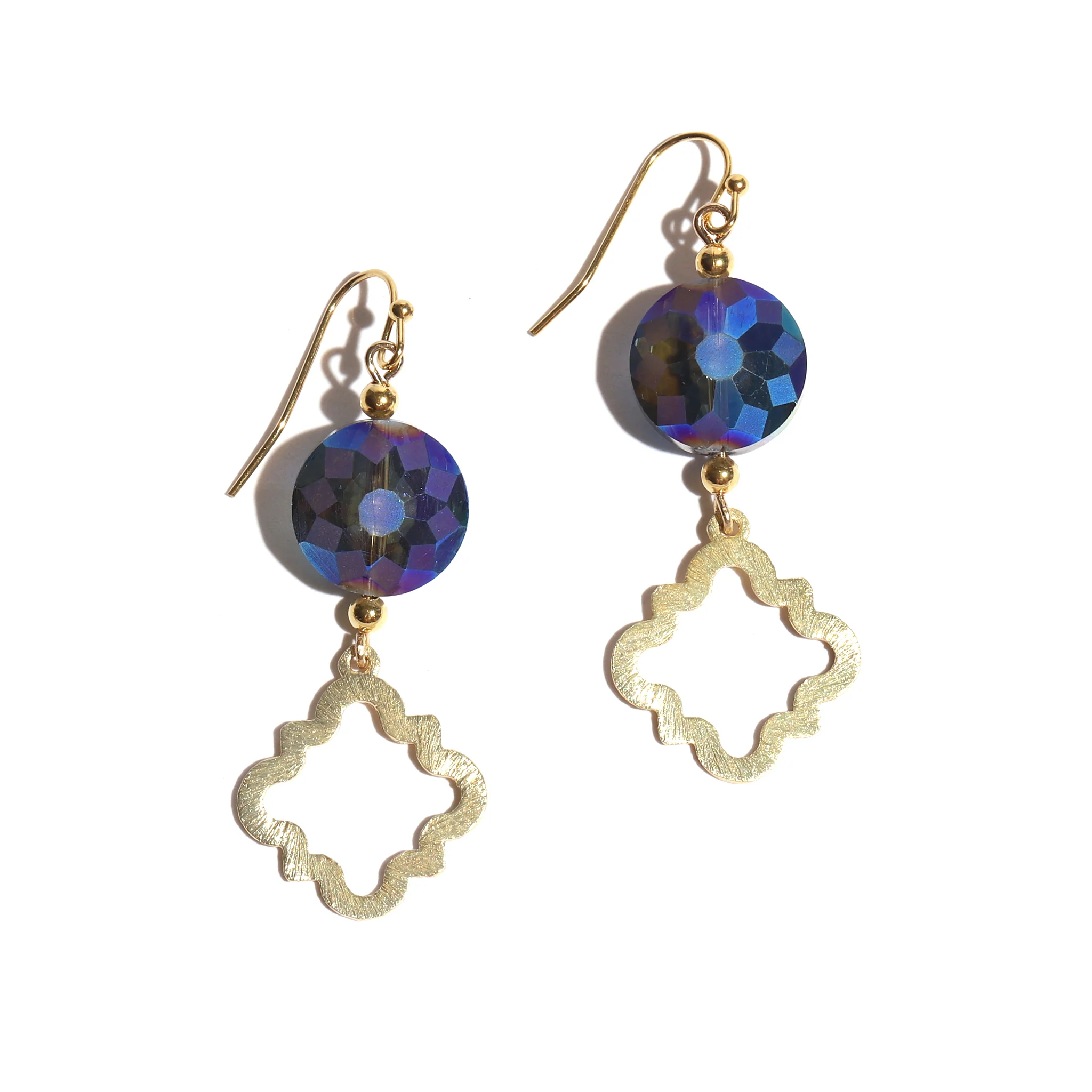 Quatrefoil Faceted Crystal Drop Earring