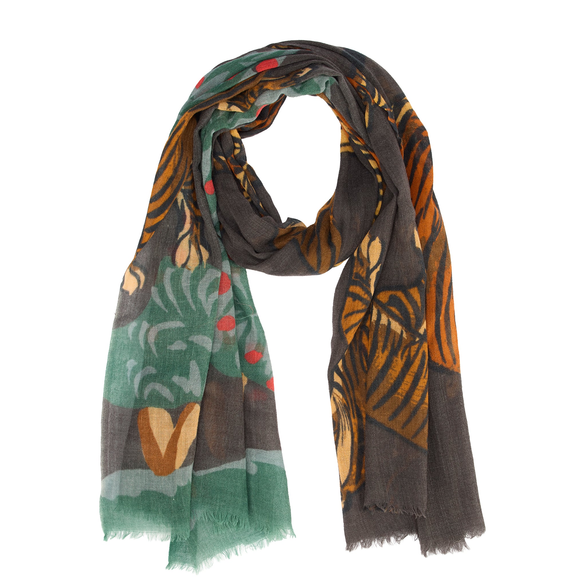 Tiger & Bush Wool Scarf
