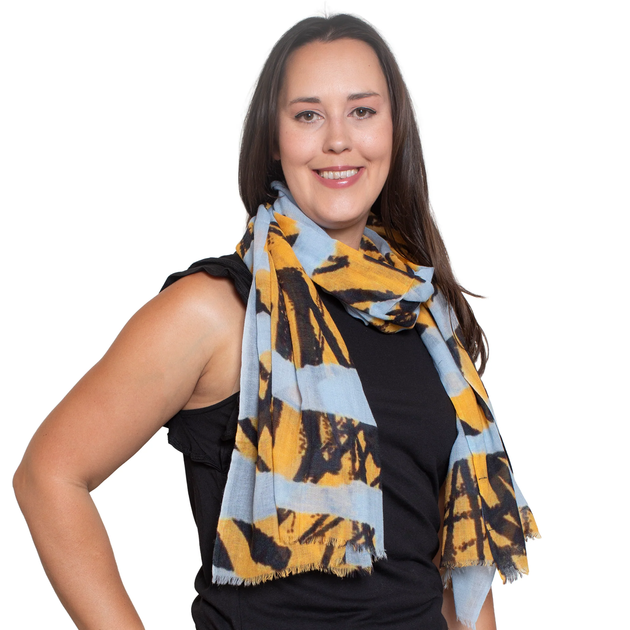 Yellow & Blue Graffiti Wool Scarf - Image 2