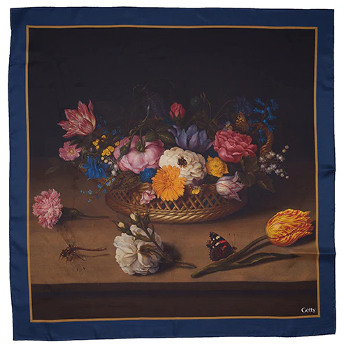 Square Ambrosius Bosschaert Flower Still Life Silk Scarf - Image 4