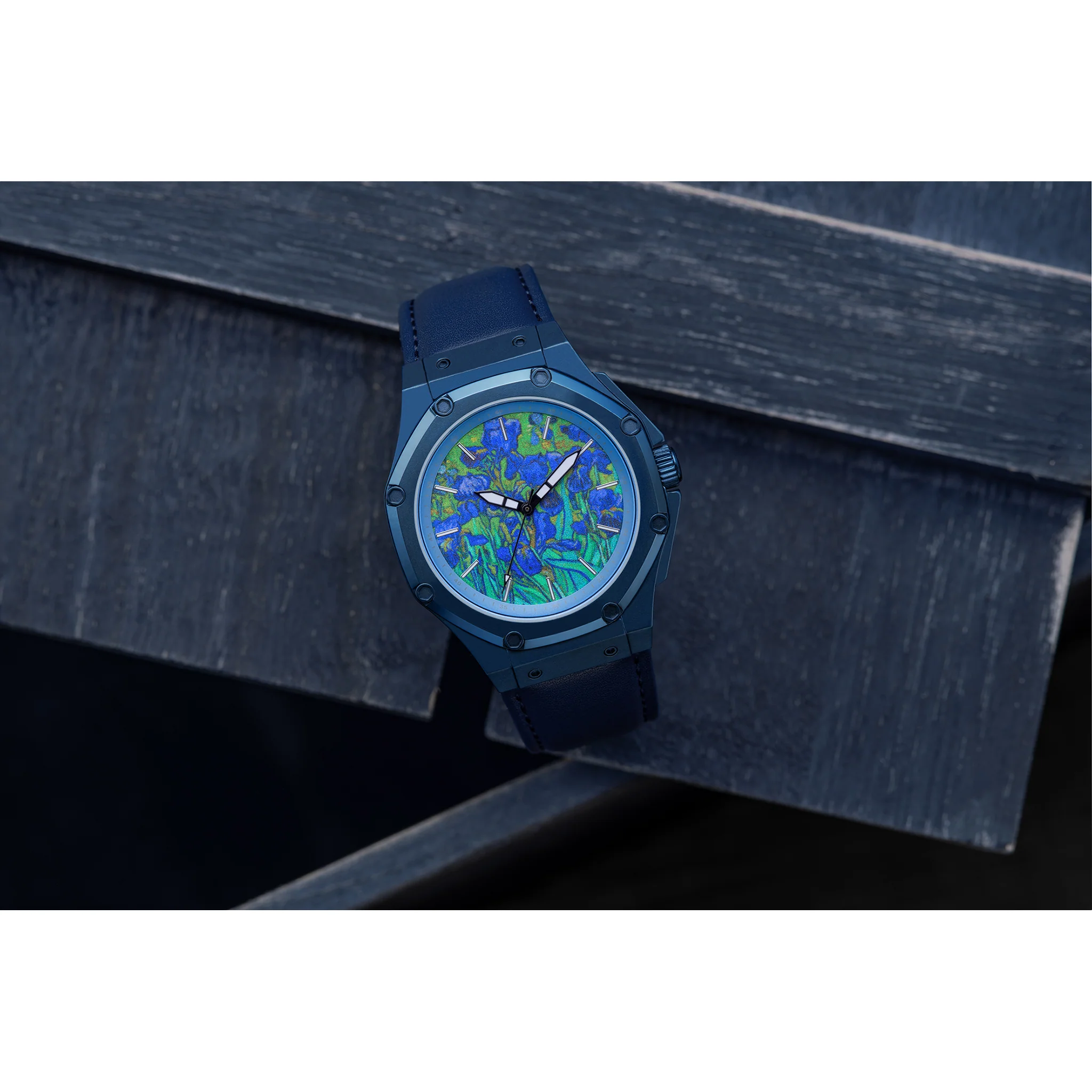 Van Gogh Irises Watch with Leather Band - Image 2