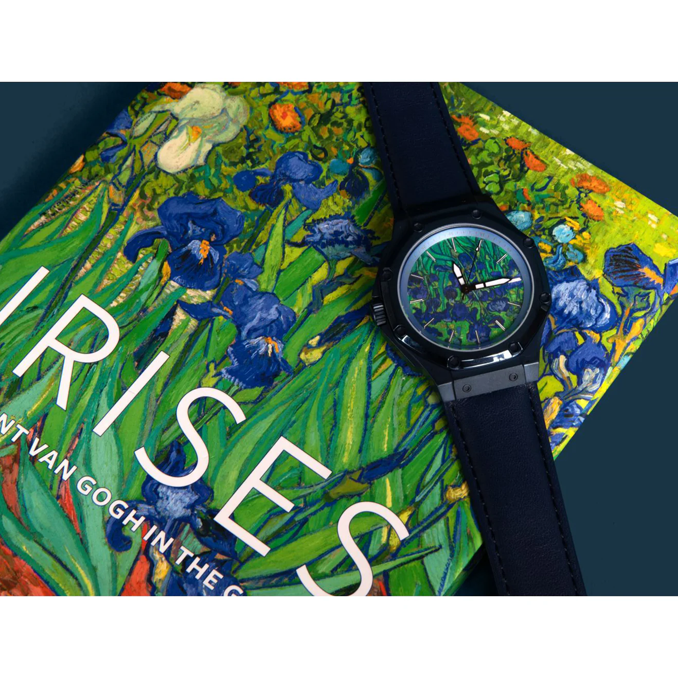 Van Gogh Irises Watch with Leather Band - Image 8