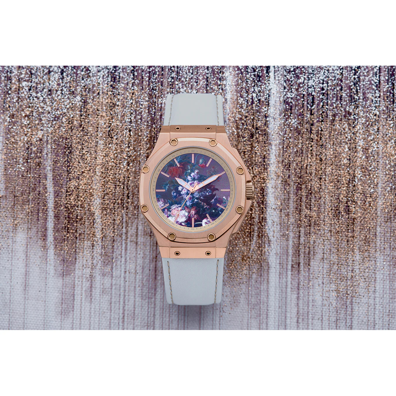 Van Huysum Vase of Flowers Watch with Leather Band - Image 2