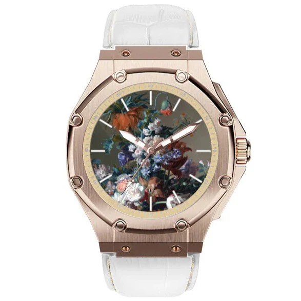 Van Huysum Vase of Flowers Watch with Leather Band - Image 8